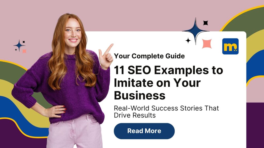 a girl indicating 11 SEO Examples